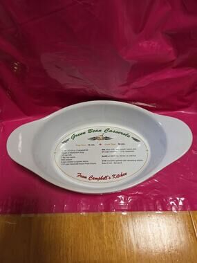 VTG 2005 CAMPBELL'S Soup Kitchen 8" Ceramic Green Bean Casserole With Recipe